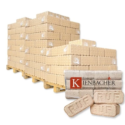 Holzbriketts RUF Form 100kg-2500kg Buche Eiche Öko Kamin Ofen Briketts Brennholz - Bild 1 von 4
