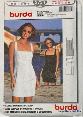 Burda Sewing Pattern 2734 Sleeveless Dress Sizes US 10-20 EUR 36-46 Uncut FF - Image 1 of 2