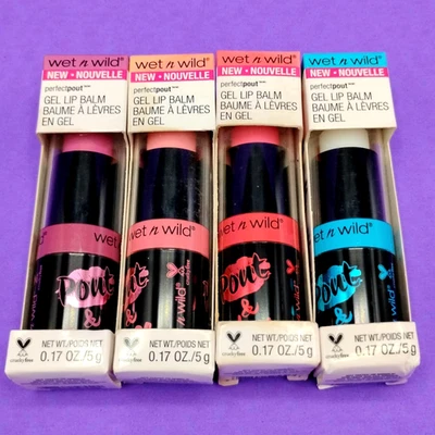 Wet N Wild Perfect Pout Gel Lip Balm Set Lot of 4 - Kiss, Play, Tease, Love NEW - Image 1 of 4