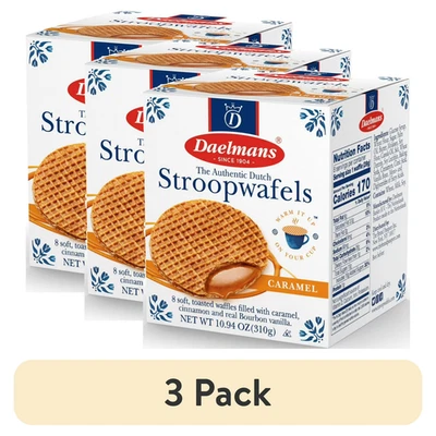 (3 pack) Daelmans Caramel Stroopwafels, 10.94 oz, 8 Count
