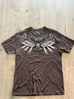 Camiseta Vintage Y2K Azul Líquido Anime Música Adulto L Marrom Estampa Gráfica Desbotada - Imagem 1 de 3