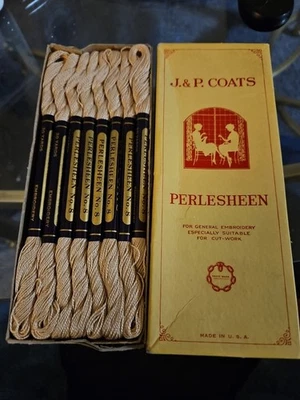 2 Boxes Vtg J & P Coats Perlesheen Embroidery Floss Thread Ecru 24 Each - Image 1 of 4