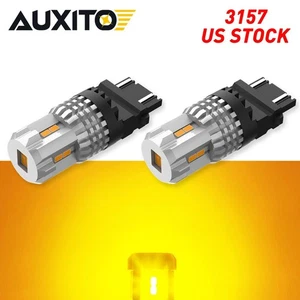 2pc 3157 3156 SMD Yellow Amber Tail Turn Signal LED Light Bulbs Lamp 2800LM EAC - Picture 1 of 12