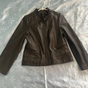 ana a new approach Black Genuine Lambskin Leather Moto Jacket Women's Large - Picture 1 of 10