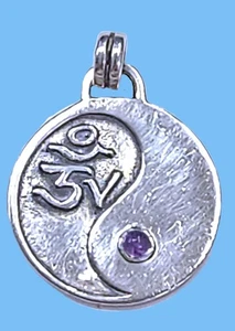 Peter Stone Jewelry Yin Yang / Om Amethyst Sterling Silver Pendant – TP3323 - Picture 1 of 8