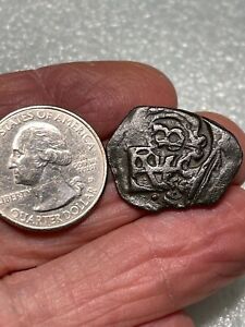 Nicer 1600's Cob Coin REAL Spanish Counter Marked Treasure Era Maravedi #9-O