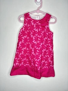 Gymboree 3D Lace Overlay Dress Girls Size 5 Pink Sleeveless Formal Flowers Party - Picture 1 of 4