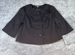 Apt 9 Black Tie Blazer Damen 16 Schwarz Blumenprägung Gefüttert 1/4 Arm Neu - Bild 1 von 12