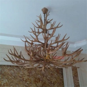 Vintage Antler LED Chandelier Light Retro Deer Horn Restaurant Pendant Lamps - Picture 1 of 28