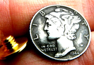 Concho belt leather accessories decoration authentic 1944 Mercury dime coin - Picture 1 of 3