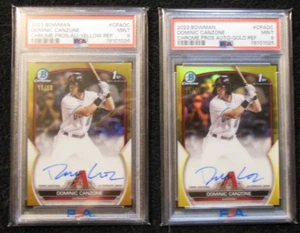 PSA Reversed Errors of 2023 Bowman Chrome Dominic Canzone GOLD/YELLOW REFRACTORS - Picture 1 of 5