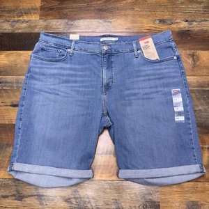 Levis Classic Bermuda Shorts Womens 22W High Rise Cuffed Stretch New - Picture 1 of 14