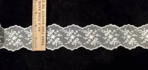 Rete da ricamo inglese bianco vintage/antico pizzo cotone 5 cortili - Foto 1 di 1