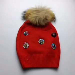 Gorro tejido de lana con pelo de conejo estrás adornado - Imagen 1 de 5