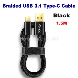 USB 3.1 Type C USB-C to Male Data Cable Fast Charging Braided 1.5M Samsung S8 - Picture 1 of 8