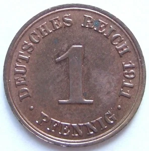Coin German Empire Empire 1 Pfennig 1911 A in Uncirculated - Picture 1 of 2