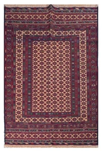 Maliki Vintage Geometric Handmade Knotted Rug 4 x 6 ft - Picture 1 of 7