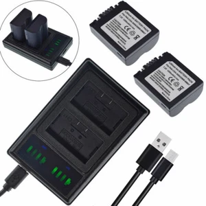 2X Battery + LCD charger For BP-DC5 BP-DC5U BP-DC5E Leica V-LUX1 V-LUX 1 VLUX1 - Picture 1 of 9