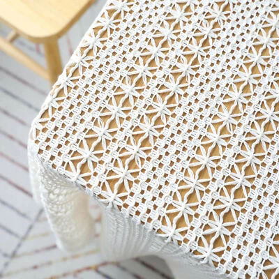 Retro Häkel Rechteckige Tischdecke Spitze Tischdecke Abdeckung Küche Wohnkultur - Bild 1 von 4
