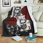 Playing Cards Gangster Style with Red Roses Bullets Premium Blanket