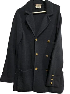 Avon P Celli Sweater Wool Double Breasted Gold Buttons Italy Cote D’Azur Blue Re - Picture 1 of 12