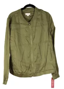 Merona Women’s Jacket XL Green Long Sleeve Pockets Lightweight Bomber - Picture 1 of 8