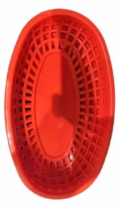 6 - TableCraft Red Classic Plastic Oval Food Serving Basket - From the 90's - Picture 1 of 2