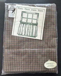 Vintage Country Park Design Wine Tan Cafe Tiers 24" Curtains Cottage Cabin Quil - Picture 1 of 4