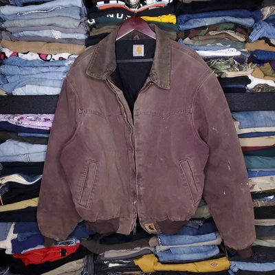 Vintage Carhartt Santa Fe Jacket J14 BRG Burgundy 90s 2XL Canvas Bomber USA - Image 1 of 4