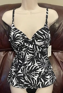 NEU Leilani Damen 2-tlg Tankini Badeanzug schwarz weiß 8 verstellbare Träger Bügel - Bild 1 von 3