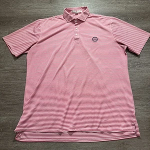 Holderness & Bourne Polo Shirt Mens XL Pink Striped Golf Performance Logo Golfer - Picture 1 of 9