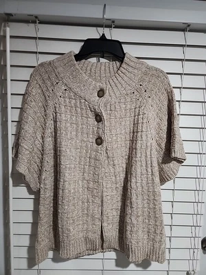 Sonoma бежевый женщин короткий рукав кардиган новый без ЯРЛЫКОВ размер большой - Изображение 1 из 4