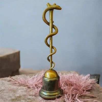 Escultura de bronce de colección estatua mármol decoración medicina serpiente rara decoración caduceo. Foto 1 de 4