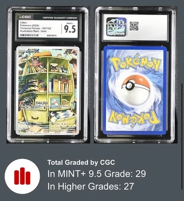Litten 167/162 SV05: Temporal Forces Holo Illustration Rare 2024 CGC 9.5 MINT+ - Image 1 of 3