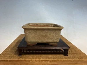 Cream Glazed Shohin Size Bonsai Tree Pot By Heian Kosen 4 5/8” Old One - Picture 1 of 20
