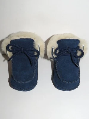 UGG Sparrow Bebé Infante Cuero Piel de Oveja Mocasín Botines Azul Talla 0-1 (0-6 meses) Foto 1 de 4