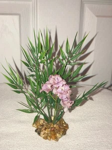 6" XS Little Leaf BAMBOO plastic plant & silk FLOWER Goldfish & Betta-safe plant - Picture 1 of 11