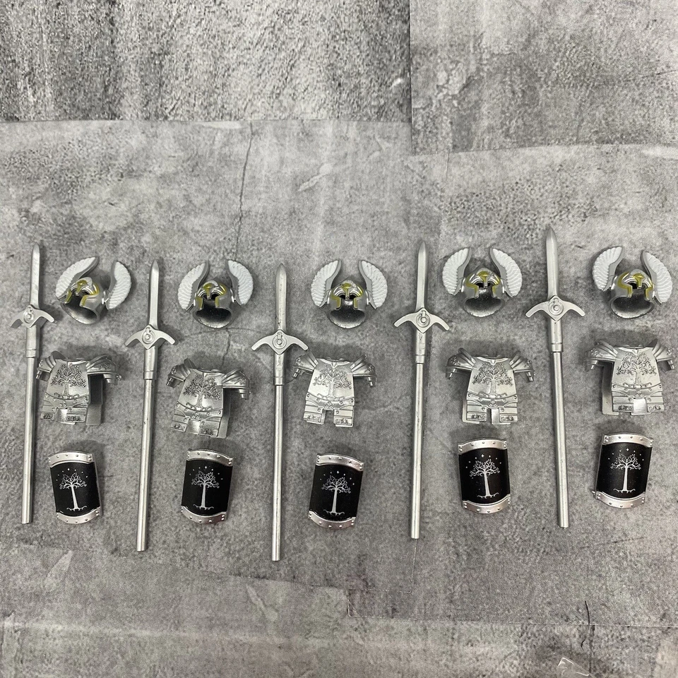 Paquete de 5 bloques multipack Gondor Knight accesorios para minifiguras BdB01 Lotr Foto 1 de 3