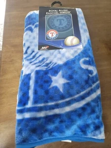 Texas Rangers MLB Baseball Royal Plush Raschel Throw Blanket 50" x 60" - Picture 1 of 3
