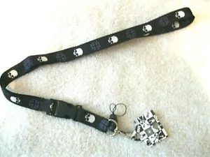 Unisex Goth White Skulls&Purple Crosses Print Design 15" lanyard New With Tags! - Picture 1 of 1