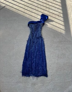 Vintage 70's Rizik Brothers Sequin Gown Sz Small - One Shoulder, Beaded - Picture 1 of 5