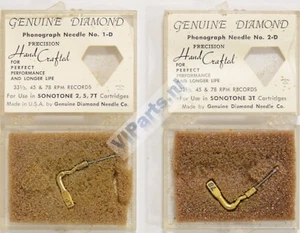 GENUINE DIAMOND NEEDLE Hand Crafted Record Needles 1-D & 2-D SONOTONE (N.O.S.). - Picture 1 of 4
