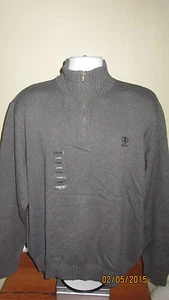 Neu mit Etikett XL IZOD 1/4 halber 1/2-Reißverschluss Stehkragen Strickpullover Shirt Jacke anthrazitgrau - Bild 1 von 1