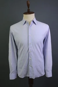 Prada Milano Blue Long Sleeve Button Down Round Cuff Dress Shirt Size 41 / 16 - Picture 1 of 23