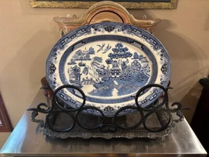 VINTAGE ~ HERITAGE MINT LTD BLUE WILLOW 18 X 14 OVALE SERVIERPLATTE #421 - Bild 1 von 7