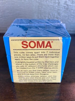 Vintage SOMA Finest Cube Puzzle Dame Piet Hein Denmark 1969 NOS Sealed Blue MCM - Image 1 of 4