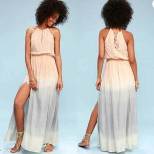 Nuevo con etiquetas Vestido Maxi Halter Sweet Sunset Dip Dye de Lulu - Talla M - Imagen 1 de 9