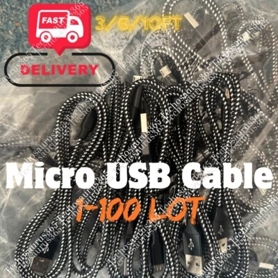 Micro USB Cable Fast Android Charging Cord Braided Charger Cord For Samsung Lot - Image 1 of 4