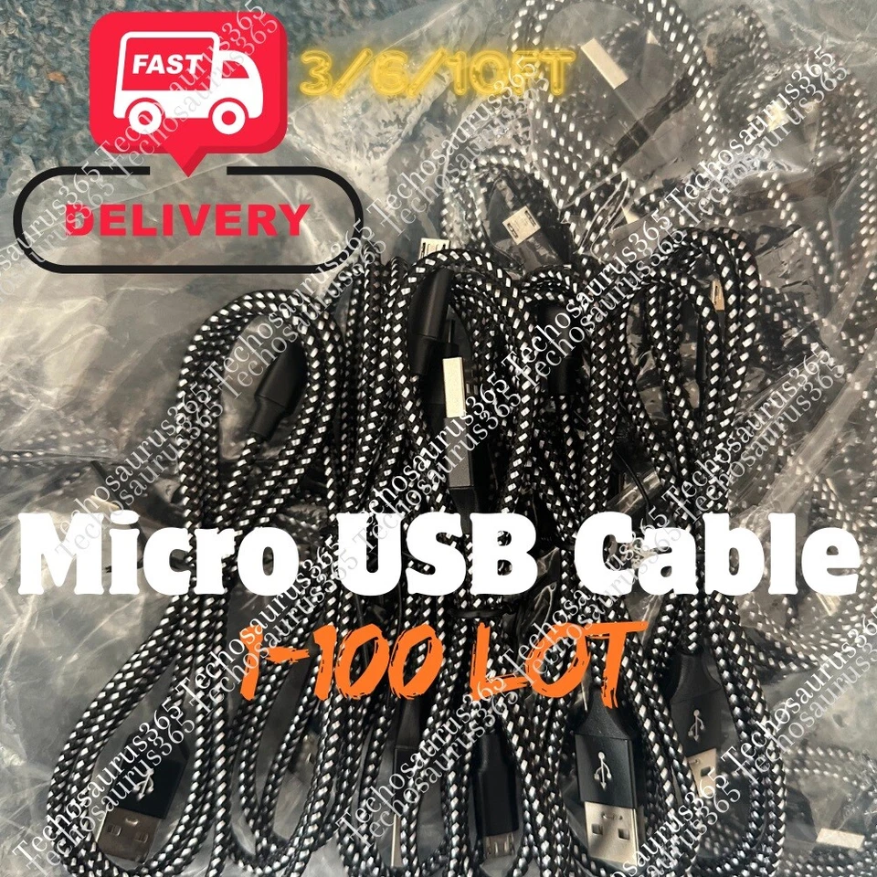 Cable Micro USB Cable de Carga Rápido Android Cable Cargador Trenzado Para Samsung Lote Foto 1 de 4