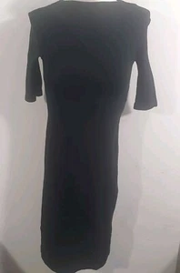 H & M Black Shift Ribbed Jersey Bodycon Dress Sz US 6 Fit AU8 - Picture 1 of 7